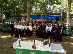 St. Mark's Community Lutheran Church in Appenzell marked the 15th anniversary of the 9/11 terrorist attacks Sunday with a service and picnic honoring emergency responders. Present were members of the Jackson Township, Pocono Township and West End fire companies and St. Luke's and West End ambulance companies. ANDREW SCOTT/POCONO RECORD.