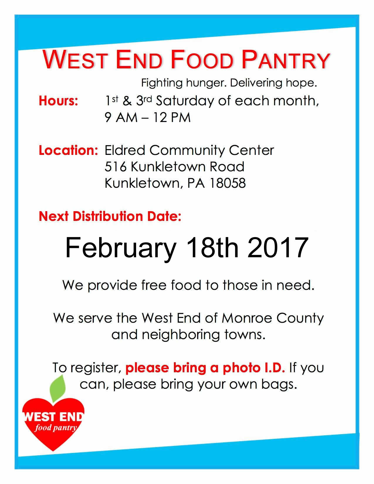 The West End Food Pantry Distribution At The Eldred Township