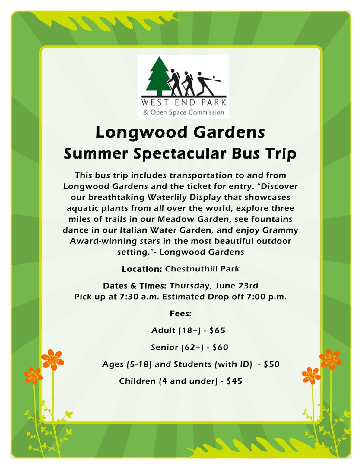 Longwood Gardens Summer Spectacular Bus Trip