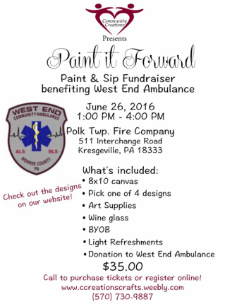 Paint It Forward, Paint & Sip Fundraiser June 26th 1:00 pm to 4:00 pm