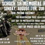 Pocono Mountain Harley Davidson's Cal Schoch Sr. Memorial Ride around Pocono Raceway Sunday Aug 7th