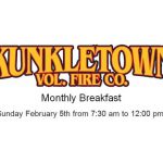 Kunkletown Volunteer Fire Company's Monthly Breakfast Feb 5th 7:30 am to 12:00 pm