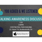 Women's Resources of Monroe County Stalking Awareness Discussion Jan 29th 2pm to 3:30 pm Brodheadsville