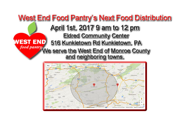 The West End Food Pantry Distribution at the Eldred Township Community Center April 1st 2017