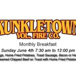 Kunkletown Volunteer Fire Company's Monthly Breakfast June 4th 7:30 am to 12:00 pm