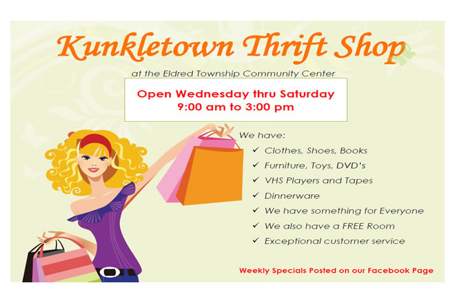 Kunkletown Thrift Store at Eldred Community Center