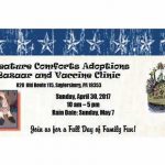 Creature Comforts Adoptions Bazaar and Vaccine Clinic April 30th, 2017 10:00 am to 5:00 pm