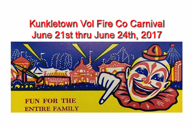 It's Carnival Time! Hosted by the Kunkletown Volunteer Fire Co. June 21st thru June 24th, 2017