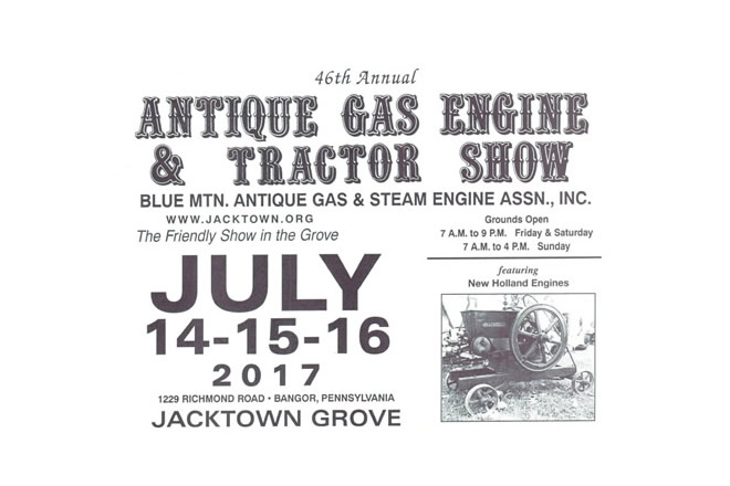 46th Annual Antique Gas Engine and Tractor Show at the Jacktown Grove July 14th, 15th and 16th!