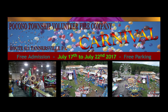 Pocono Township Volunteer Fire Company Carnival July 17th thru July 22nd, 2017