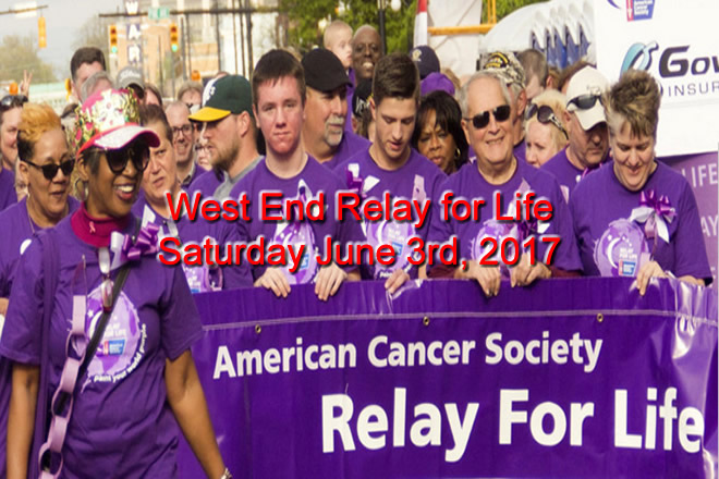 West End Relay for Life Saturday June 3rd 9:00 am at Pleasant Valley High School Field Brodheadsville