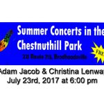 The FREE Summer Concerts continue at the Chestnuthill Township Park July 23rd, 2017