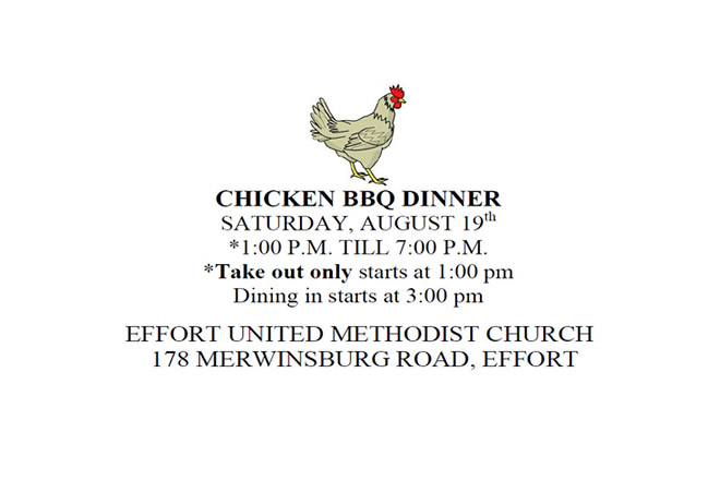 Effort UMC Chicken BBQ  August 19, 2017 1:00 pm to 7:00 pm