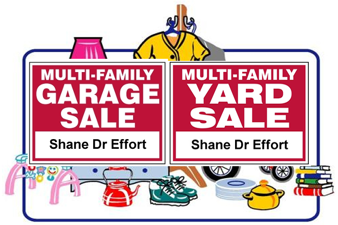 Multi Family Garage/Yard Sale July 8th and 9th, 2017 on Shane Drive Effort