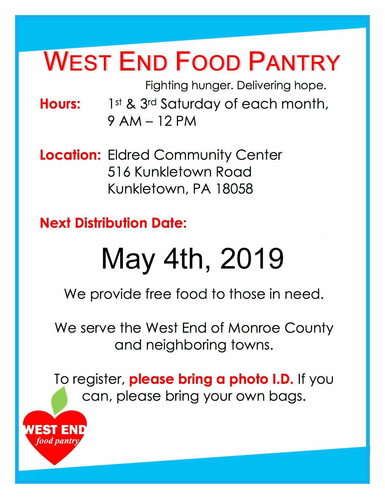 The West End Food Pantry Distribution At The Eldred Township