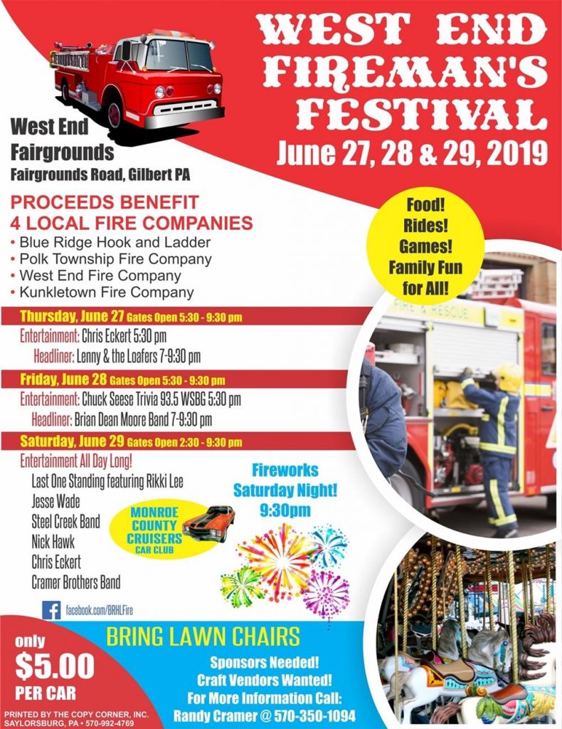West End Fireman’s Festival Starts Tomorrow June 27th, 2019 through